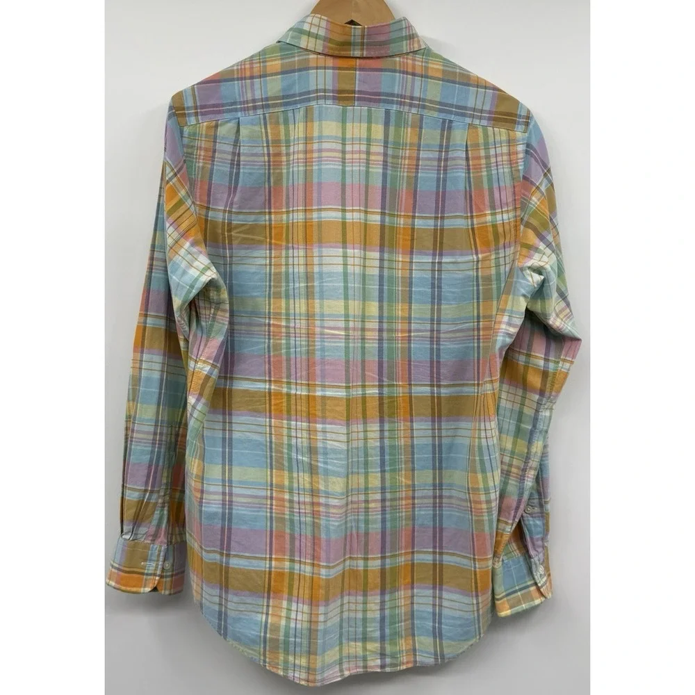 Polo Ralph Lauren Beach Twill Long Sleeve Shirt Men's SZ LG Blue Orange Plaid